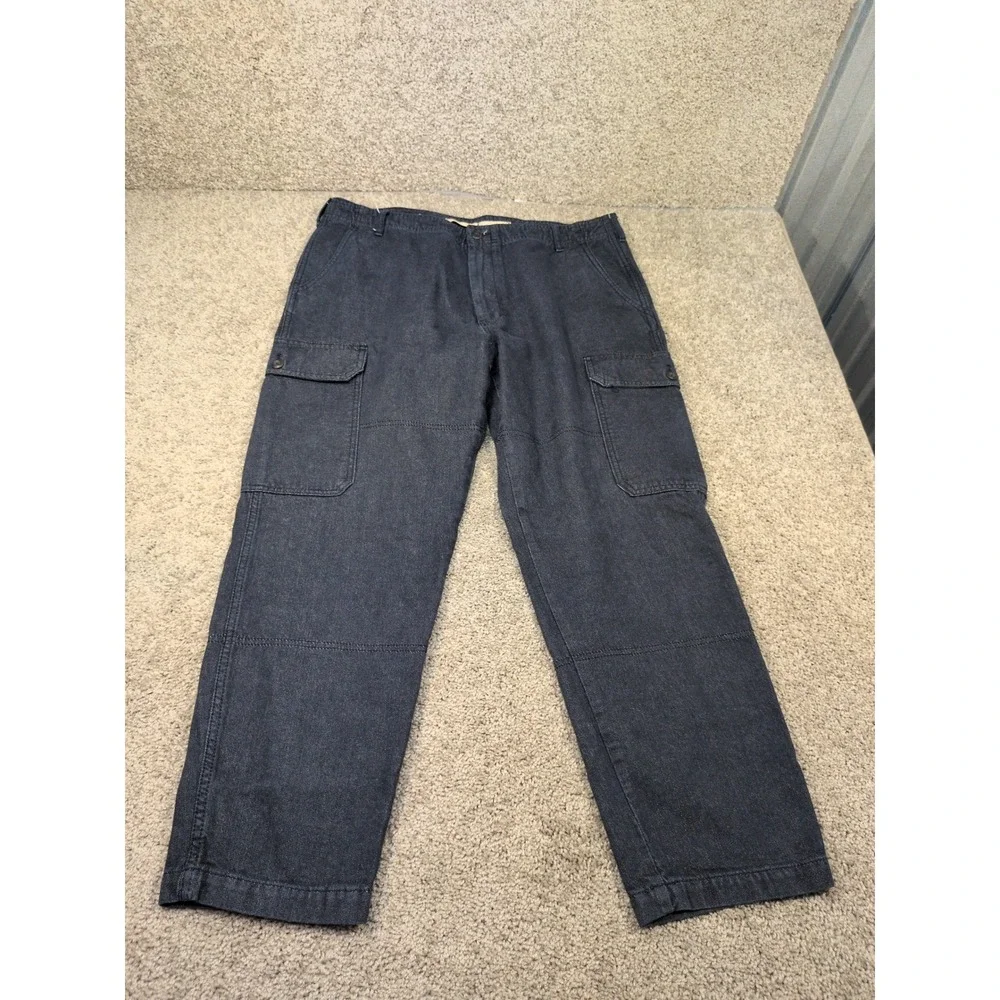 Banana Republic Mens 38x32 Cargo Pants Indigo Blue Cotton Straight Leg Utility‎